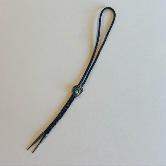 Other - BOLO TIE Black with Silver and Turquoise Bear Claw Embellishment